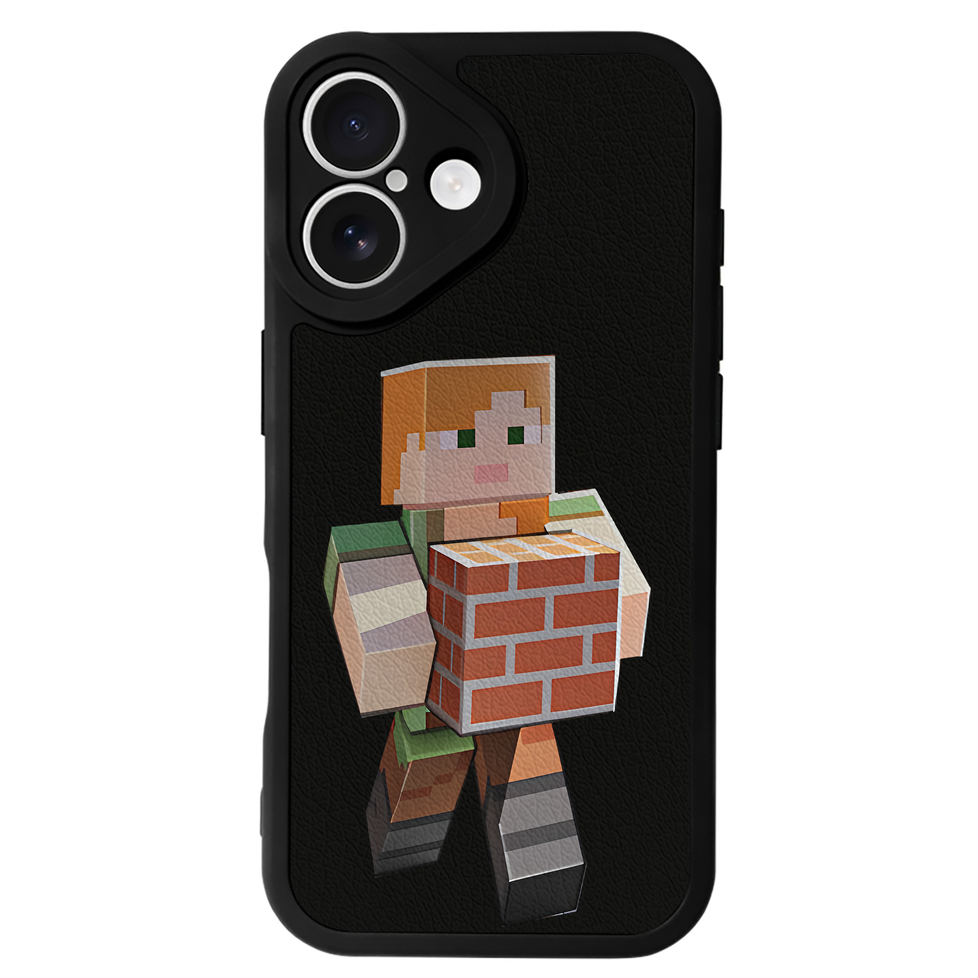（画像用） マインクラフト ブロックの世界 Minecraft MC Block world 【iPhone 16シリーズ対応】シリコンスマホケース（レザー調） 材質：シリコン